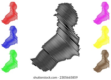 Paripiranga municipality (Bahia state, Municipalities of Brazil, Federative Republic of Brazil) map vector illustration, scribble sketch Paripiranga map
