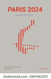 paris 2024 sport championship banner with abstract line art sport