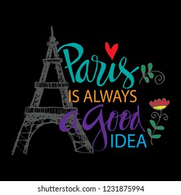 Paris is always a good idea. Motivational quote.