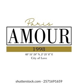 Paris Amour_love 1998 chic girl, Graphic design print t-shirts fashion, illustration, vector, posters, cards, stickers, mug