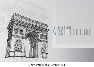 Paris, " Arc de triomphe" : Vector representation of an Hand drawing