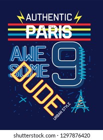 paris awesome dude,t-shirt design