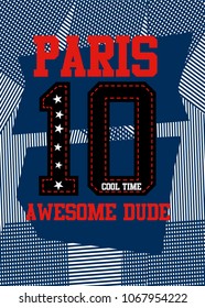 paris awesome dude,t-shirt print poster vector illustration