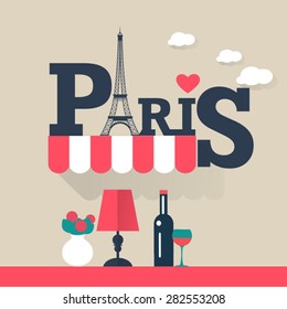 Paris background with bistro