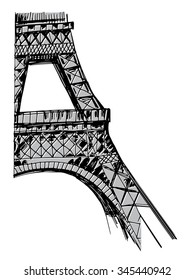 Paris background with hand drawn Eiffel tower