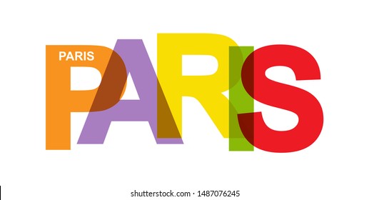 PARIS. Banner with the name of the French capital, flat design