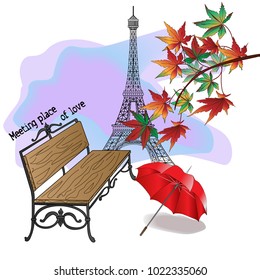 paris bench autumn