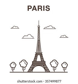 Paris Best Landmark - Eiffel Tower Vector Illustration. France Landmark Illustration.
