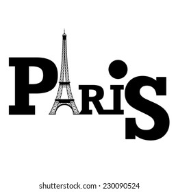 Paris black vector silhouette