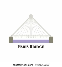 Paris Bridge in Andorra. Nice bridge that combines both modern and historic architecture. One of the main things to see when visiting Andorra Le Vella. Cartoon flat vector building tourist attractions