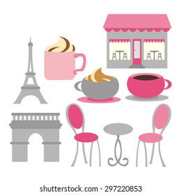 Paris cafe in pink and grey.