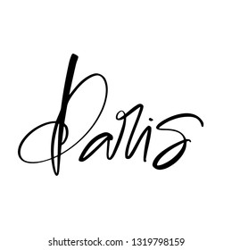 Paris calligraphy incription. Modern brush calligraphy of Paris. Vector incription Paris.