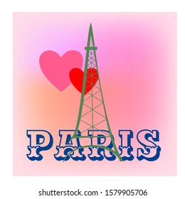 Paris card. Fashion graphic background design. Modern stylish flat abstract texture. Colorful template for t shirt, prints, textiles, wrapping, wallpaper, etc. Design element. Vector illustration