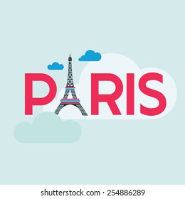 Tarjeta de París - Ilustración con Torre Eiffel - en vector