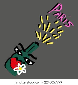 Paris. Champagne. Splash. vector artwork digital poster