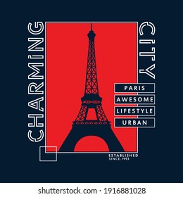 Paris city authentic,slogan typography graphic,t shirt print,vector illustration