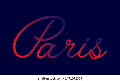Paris City beautiful Calligraphic type font typography gradient color vector background