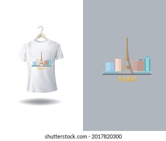 Paris city design on T-shirt