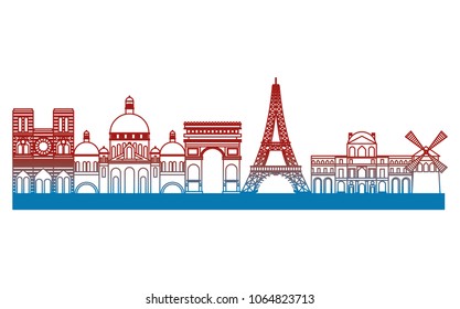 paris city with eiffel tower scene