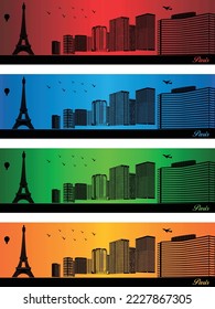 Paris city in a four different colors
