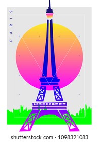 Paris City Gradient Style Poster Design