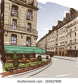 Paris City hand drawn, vector illustration