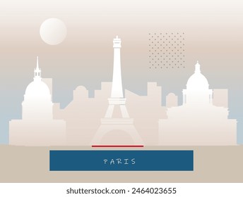 Paris City - Key Monument Skyline - Stock Illustration as EPS 10 File