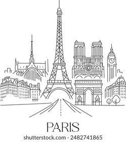 Paris City Line Draw Free Vector