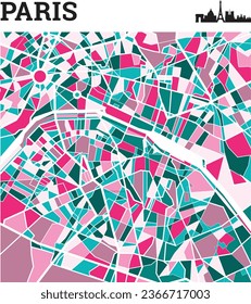Stadtplan von Paris in abstrakter Technik