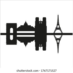 Paris city skyline in France. illustration for web and mobile design.
