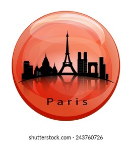 Paris City skyline with reflection in the globe