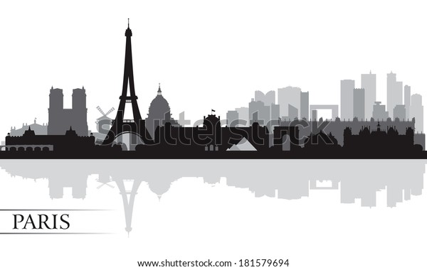 パリの都市の天窓のシルエット背景 ベクターイラスト のベクター画像素材 ロイヤリティフリー