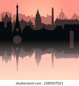 Esquina de la ciudad de París. Silhouette City Paris Francia fondo. Ilustración del vector