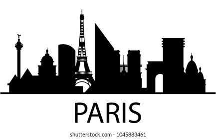 Paris city skyline silhouette vector