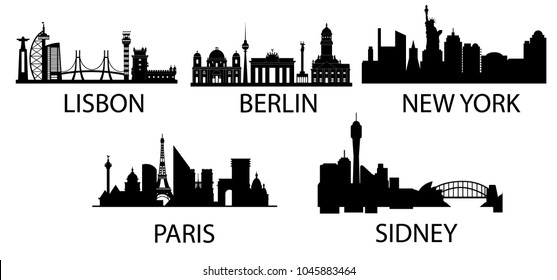 Paris city skyline silhouette vector