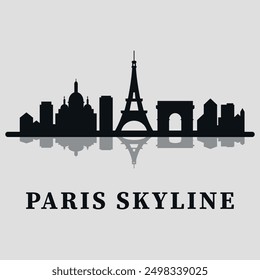 Paris. The city skyline. Silhouettes of buildings. Vector on a gray background
