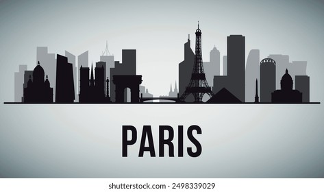 Paris. The city skyline. Silhouettes of buildings. Vector on a gray background