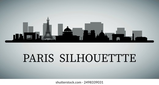 Paris. The city skyline. Silhouettes of buildings. Vector on a gray background