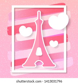 Paris City Skyline In Style Of Paper Cut. Vector Illustration