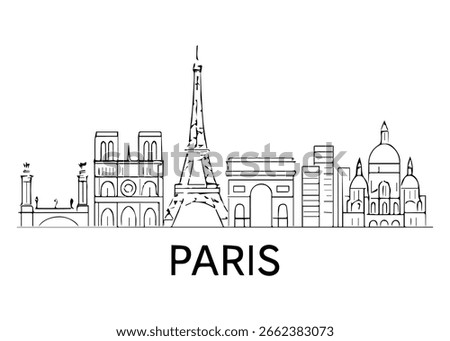 Paris city skyline vector on white background
Vector line city skyline