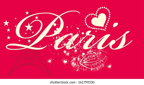 paris city slogan vector art