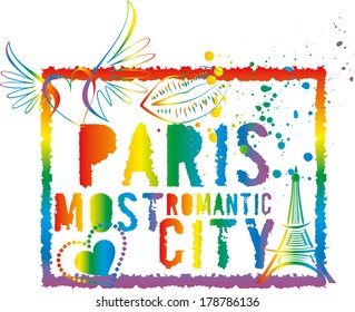 paris city slogan vector art
