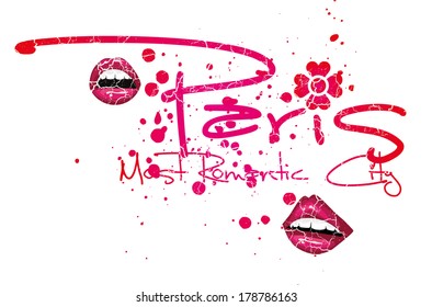 paris city slogan vector art