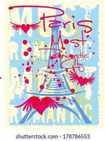 paris city slogan vector art
