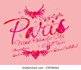 paris city slogan vector art