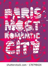 paris city slogan vector art