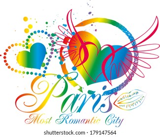 paris city slogan vector art