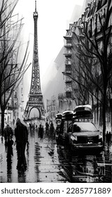 paris city street skectch vector texture