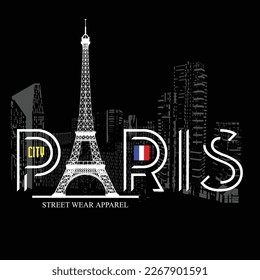 Paris city tee graphic typography for print illustration t shirt vector art vintage