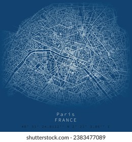 Paris city Urban Streets Roads,Printable Map of Paris with detailed street.High-quality printable wall art for home or office.